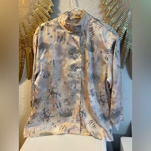 True Vintage Diane Von Furstenberg orange pink long sleeve button down shirt